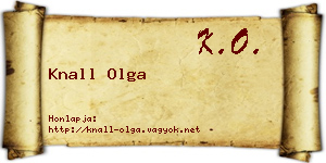 Knall Olga névjegykártya